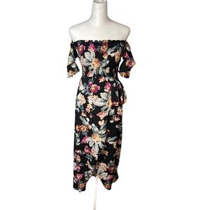 Love Tree Black Floral Midi Dress